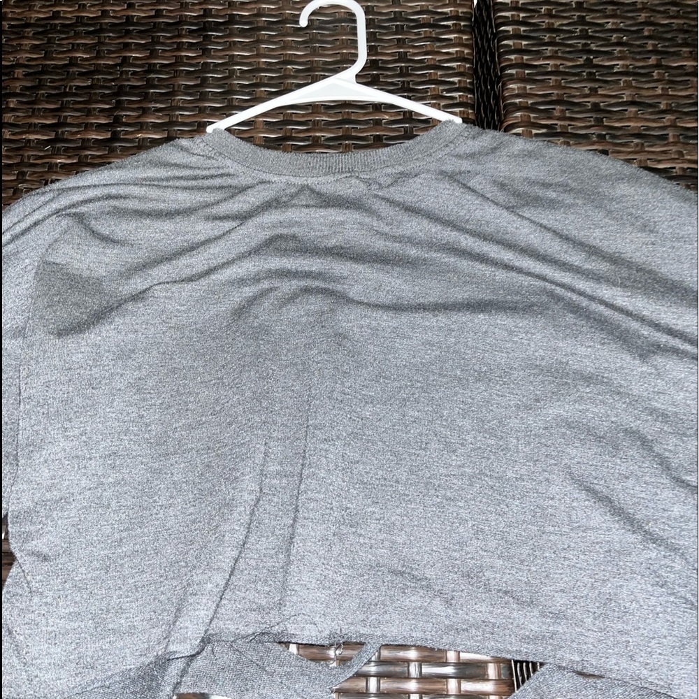 Cropped gray shirt with rips